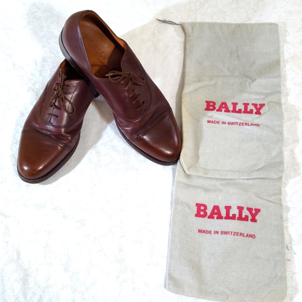 Ballys of Switzerland Men's Brown Cap Toe Dress Shoe - Bally Shoe Bags Included